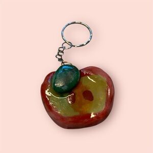 Handcrafted Red and Green Ceramic Keychain